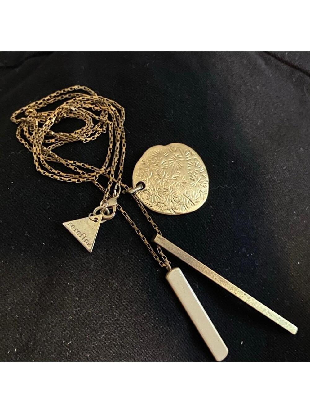 Serafina Gold Tone Pendant Necklace 15.5" Long